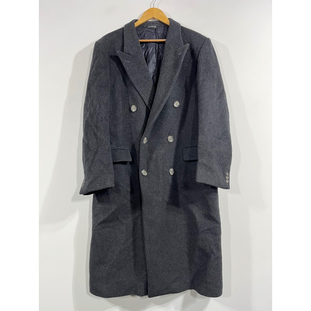 VTG Heritage Mens Wool Cashmere Blend Double Breasted Pea Coat Gray Size 42 Long